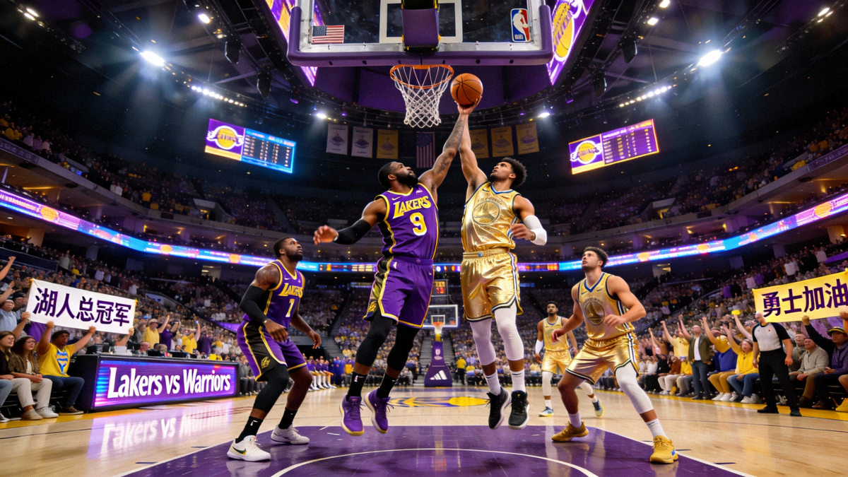 NBA湖人队对阵勇士队高清直播比赛现场画面